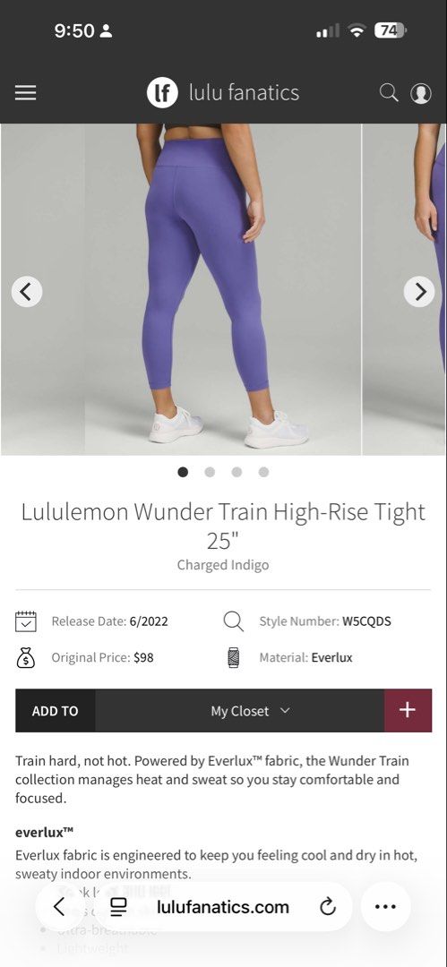 Lululemon Wunder Train High-Rise Tight 25" (Category: Activewear) located in Pasig City. Submitted by palmd (Listing ID 1429797527, Image 3). Description: Bought directly from the US - can also give lululemon bag upon purchase No flaws at all!! RFS: lost weight LP POSTED ‼️.