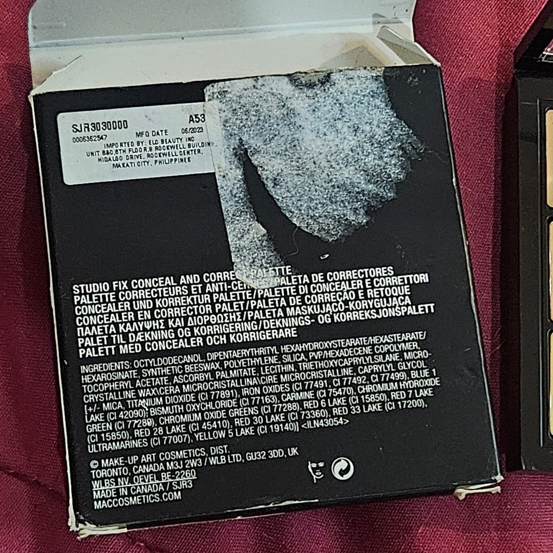 MAC Studio Fix Conceal and Correct Palette (Category: Makeup) located in Manila. Submitted by smartluxeph (Listing ID 1429725119, Image 3). Description: 🖤 MAC Cosmetics STUDIO FIX CONCEAL & CORRECT PALETTE 🖤 (Rich Yellow / Burnt Coral – Medium Deep) 💄 LP: ₱1750 🆕 BNEW / Unused / Authentic 📅 MFG: June 2023 ✨ Pro-level corrector + concealer palette ✔ Neutralizes dark circles (yellow/coral tones) ✔ Covers blemishes + discoloration ✔ Creamy, ble