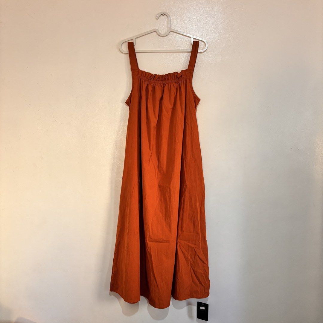 Rust Orange Dress | Free Size (Category: Dresses) located in Pasig City. Submitted by homeworkdotcom (Listing ID 1429839284, Image 1). Description: 💌 rfs: decluttering, moving out :) 📐 free size, can fit up to XL frames (up to 40 waist) 🧺 brand new, never worn so no when worn photos. bought impulsively! comes with tag. 💸 MariBank / Maya / GCash 📍 Pasig City 🚚 buyer to shoulder shipping fee: 🌃 metro manila: Lalamove / Grab Express / J&T 🏡 