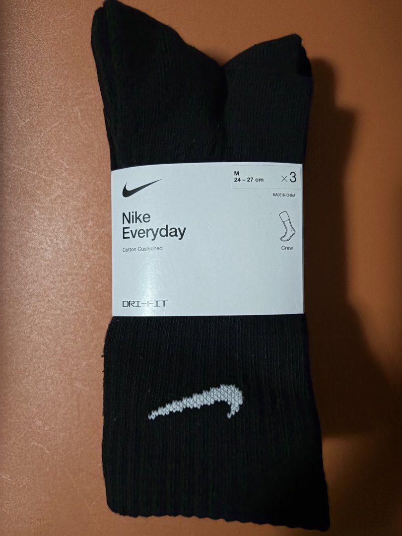 Nike Crew Black Socks (3 pairs) (Category: Socks) located in Caloocan City. Submitted by driecloset (Listing ID 1429818910, Image 1). Description: - size M 24-27cm - 1 pack available.