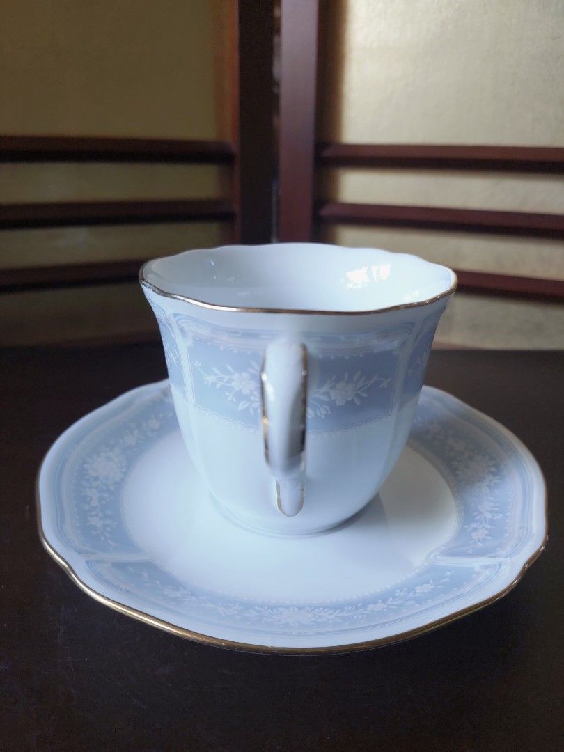 Noritake Lacewood Gold Cup & Saucer Set (Category: Coffee & Tea Tableware) located in Bulacan. Submitted by hnbfinds (Listing ID 1429731433, Image 2). Description: ✨ Blue Lace & Morning Grace ✨ Finding a moment of calm with the timeless elegance of the Noritake Lacewood (Blue) collection. 🕊️ There’s something about this delicate white floral lace and soft blue band that makes every sip feel like a special occasion. ☕️💎 The Details: 🌸 Brand: No