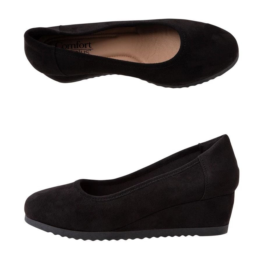 Payless Comfort Plus Women's Wide Width Wedge - Danika (Category: Wedges) located in Cebu City. Submitted by s_415 (Listing ID 1429787577, Image 2). Description: The Comfort Wedge features a round toe, wedge heel, smooth lining, padded insole for an all day comfort, and durable outsole. Wide Fit: No Fastening Type: Slip On Heels Height: Medium Material: Suede Occasion: Workwear Shoes Style: Closed Toe Wedges - Barely used - Size: 8 1/2 US: 8.5 EU