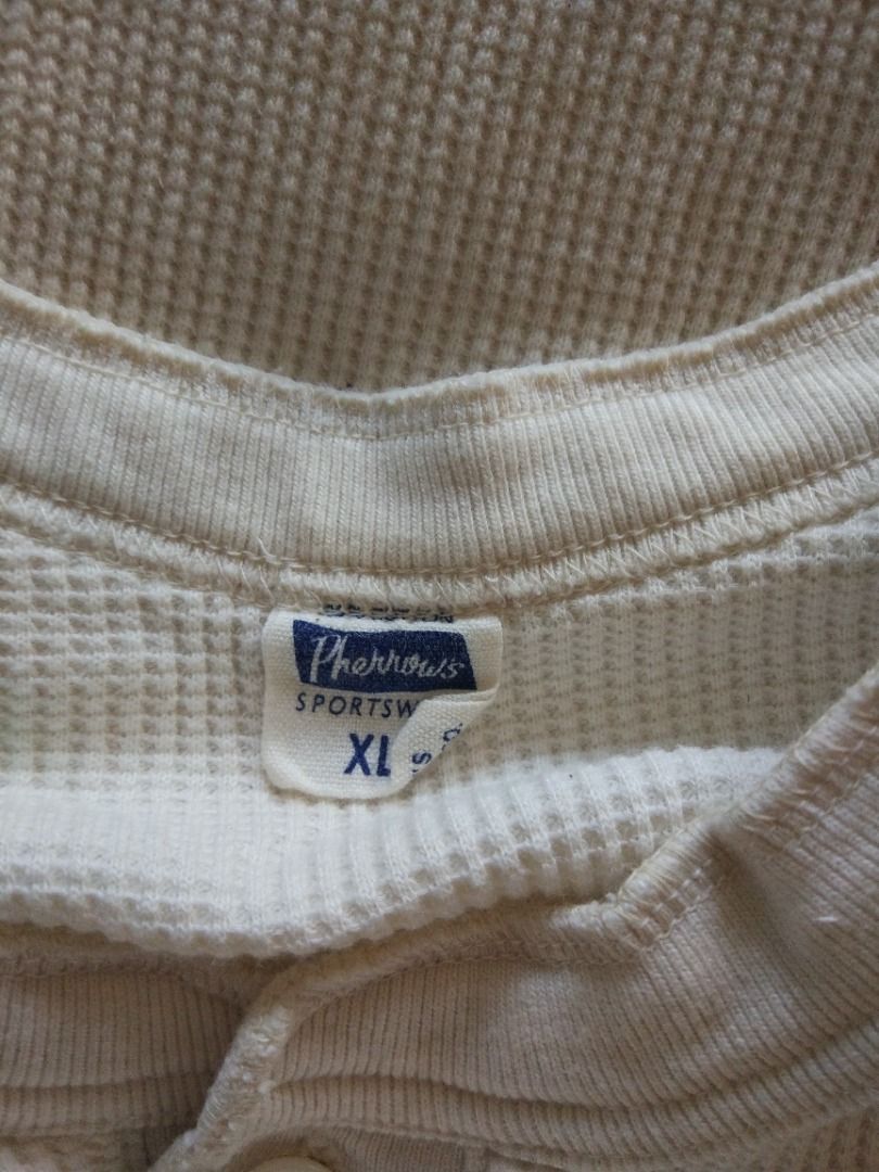 Pherrows Waffle Henley Longsleeve XL (Category: Formal Shirts) located in Pasay City. Submitted by denimdude.ph (Listing ID 1429778915, Image 3). Description: made in Japan tiny stain in front, last pic.
