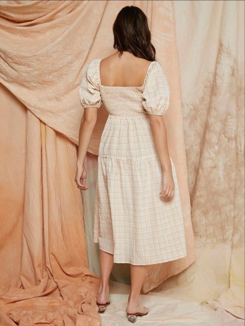 Plaid Puff Sleeve Midi Dress (Category: Dresses) located in Pasig City. Submitted by chichikading (Listing ID 1429820318, Image 3). Description: Last price posted. Used once only. XS but can fit up to Medium..