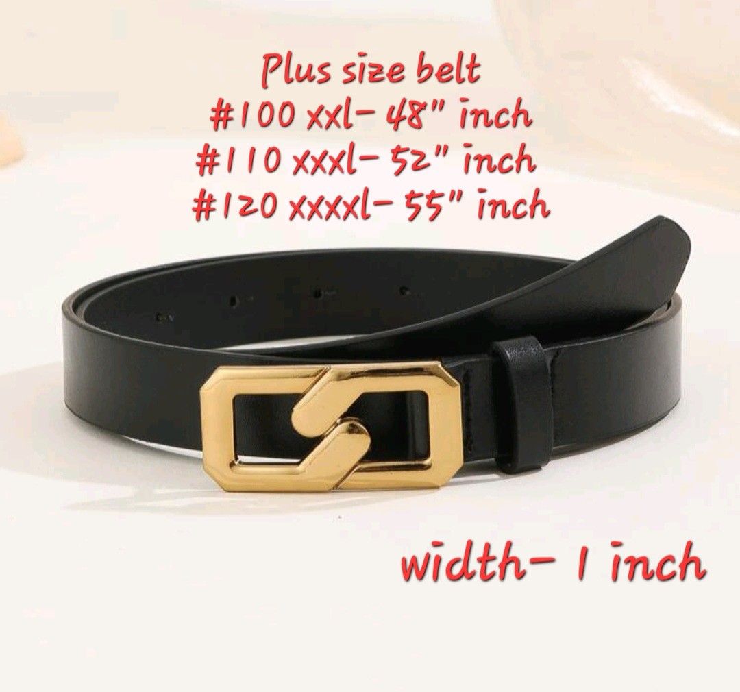 Plus Size Women's Belt (Category: Belts) located in Caloocan City. Submitted by fabtrendsph (Listing ID 1429683356, Image 3). Description: Stylish plus-size women's belts available in various colors. Features a 1-inch width and comes in sizes for XXL (48 inches), XXXL (52 inches), and XXXXL (55 inches). Choose from different buckle designs and colors to match your outfit. Perfect for adding a touch of elegance to any look..