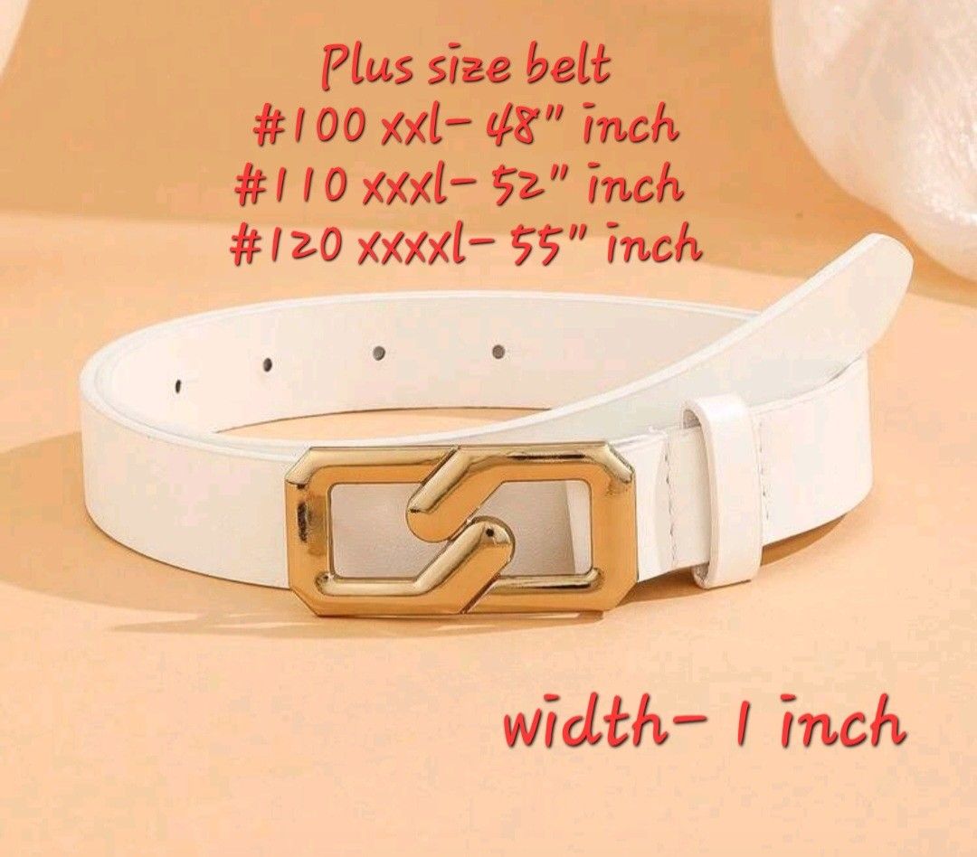 Plus Size Women's Belt (Category: Belts) located in Caloocan City. Submitted by fabtrendsph (Listing ID 1429683356, Image 2). Description: Stylish plus-size women's belts available in various colors. Features a 1-inch width and comes in sizes for XXL (48 inches), XXXL (52 inches), and XXXXL (55 inches). Choose from different buckle designs and colors to match your outfit. Perfect for adding a touch of elegance to any look..