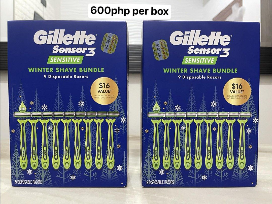 Razors for Men & Women (Category: Men's Grooming) located in Quezon City. Submitted by aimcharm17 (Listing ID 1429733470, Image 2). Description: Brand new from 🇺🇸 •Gillette - 600php per box •Walgreens- 500php take both box.