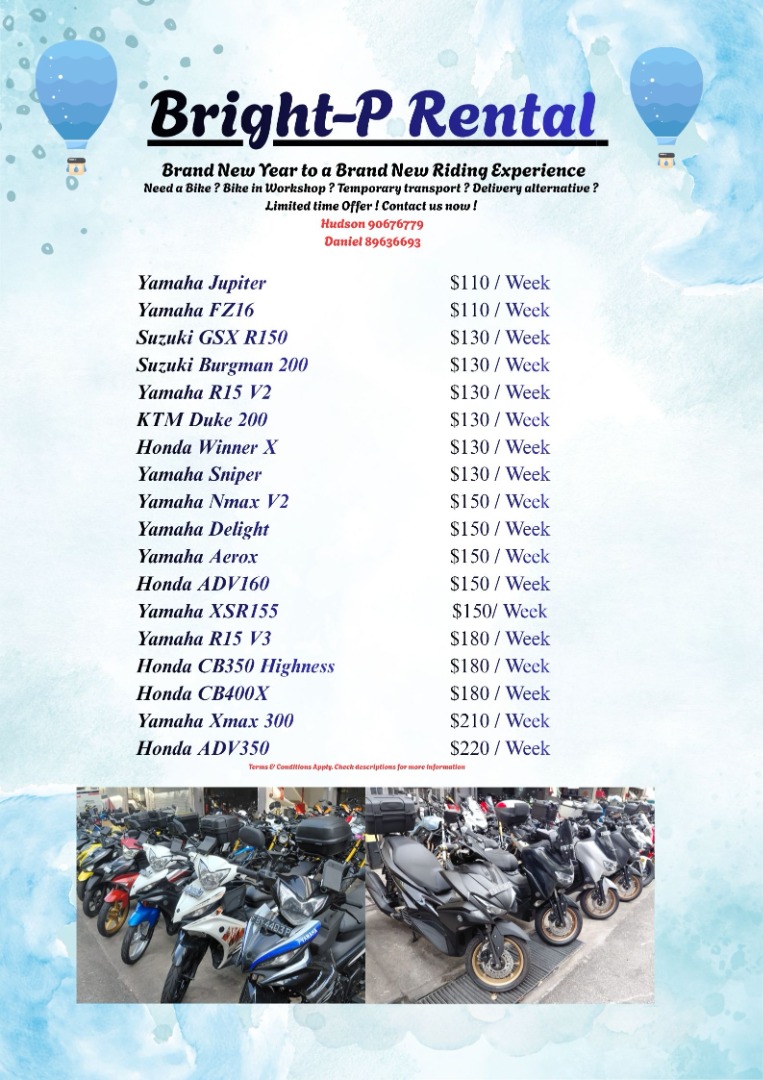 RENTAL & Lease to OWN Options! Rental Up To $15.50/Day | Yamaha | Honda ...