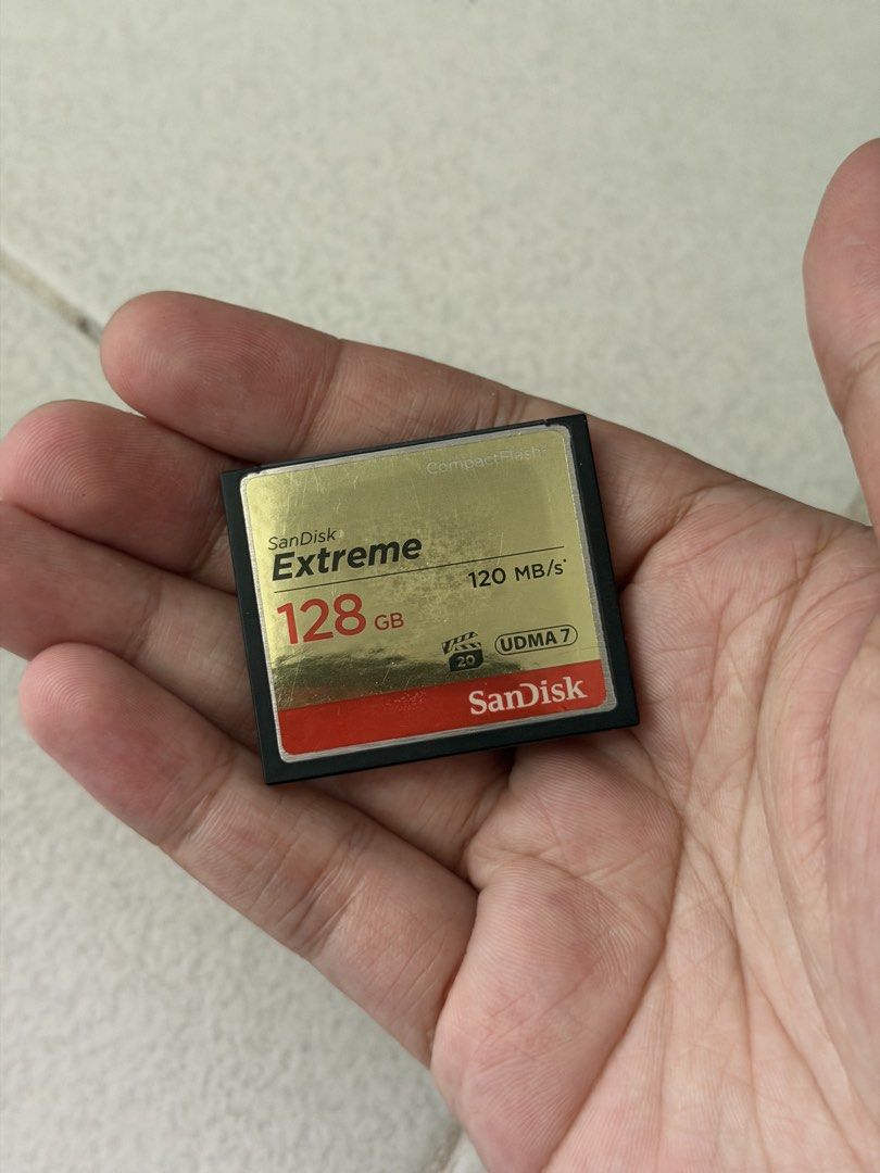 SanDisk Extreme 128 gb CF card (Category: Memory & SD Cards) located in Tabaco. Submitted by 999lieu (Listing ID 1429701421, Image 2). Description: Good condition, no issues 120 MB/s speed (good for magic lantern firmware/high format recording) Rfs: nabenta na ung camera na pinag gagamitan.