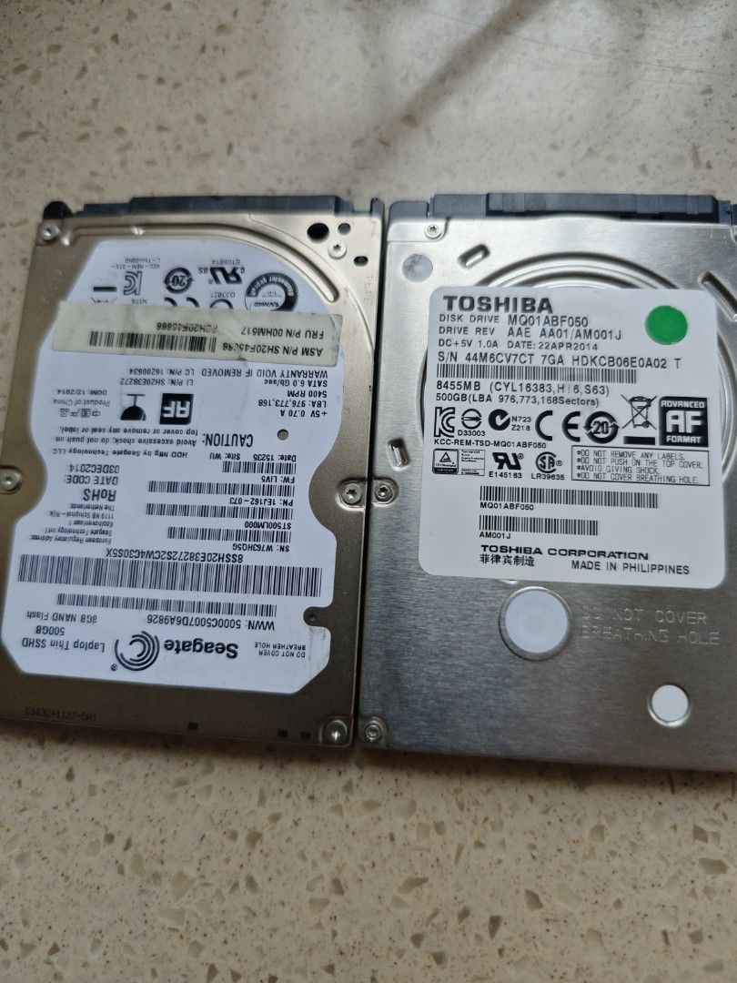 2xToshiba and 1x Seagate Laptop Hard Drives 500gb