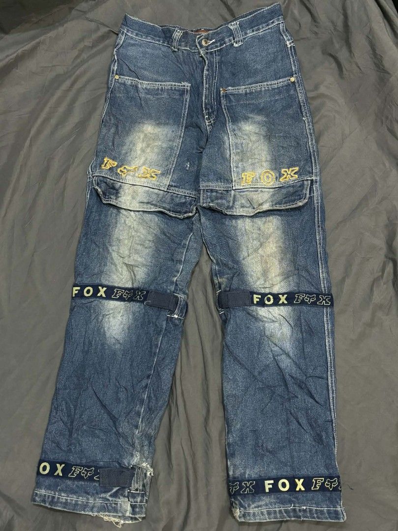 vintage Y2k Fox Racing pants (Category: Jeans) located in Manila. Submitted by ownthrift.mnl (Listing ID 1429775616, Image 1). Description: vintage y2k fox racing denim pants waist 28 length 42 good condi issue minimal distressed sa baba / one pinhole 1500+sf.