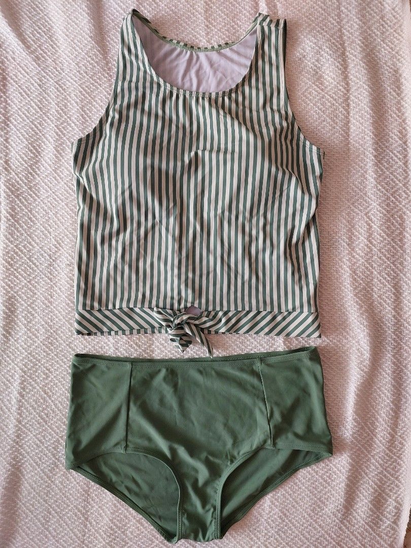 Angelfish Green Striped Swimsuit Set (Category: Bikinis & Swimsuits) located in San Juan City. Submitted by peachykr (Listing ID 1433300467, Image 1). Description: Brand: Angelfish Green Striped Swimsuit Set Used 2x only. Still in good quality. Tags were removed for comfort. Size is either L or XL. Pls check approximate measurements. No returns and exchange..