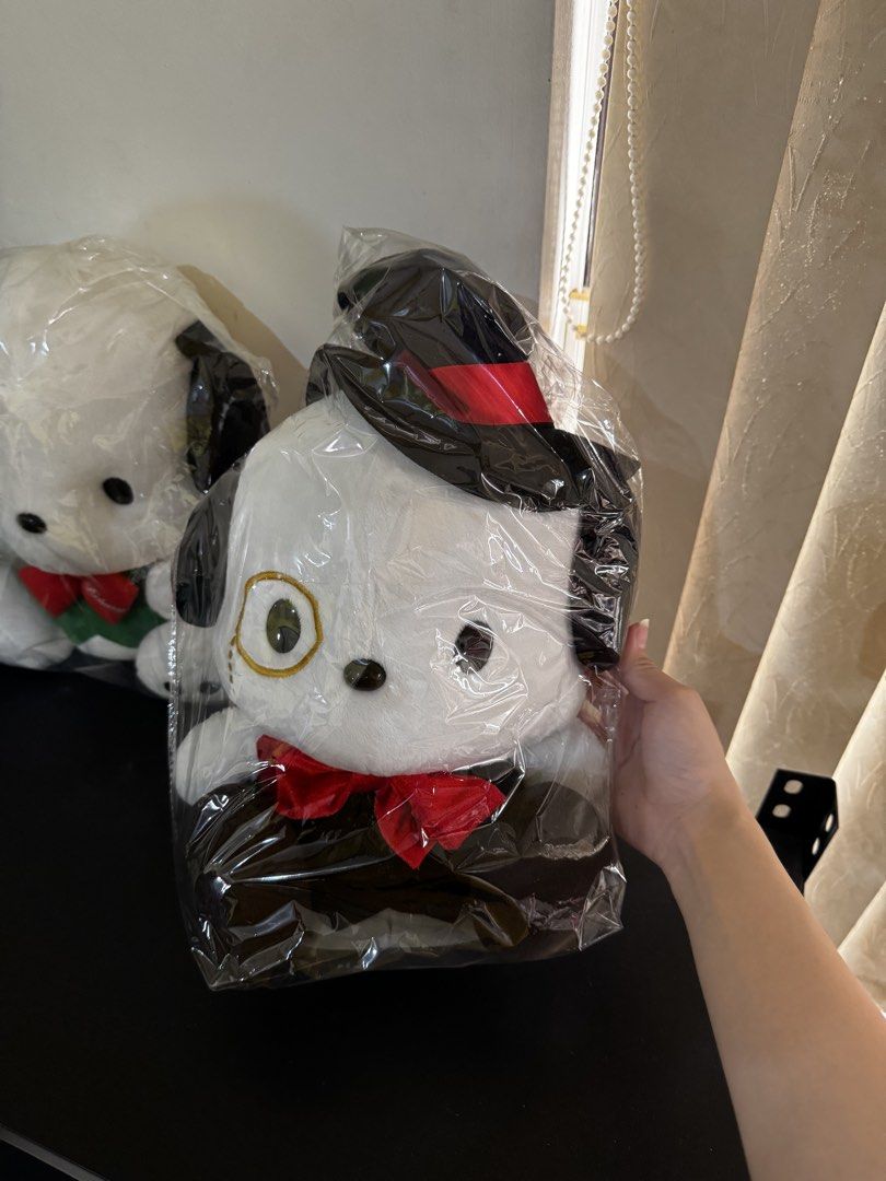 Assorted Sanrio Pochacco Plush Stuffed Toy Medium (Category: Plushies & Soft Toys) located in Cavite. Submitted by casingpavements (Listing ID 1433221474, Image 2). Description: Blue - 500 Green - 400 Gentleman / Black - 600.