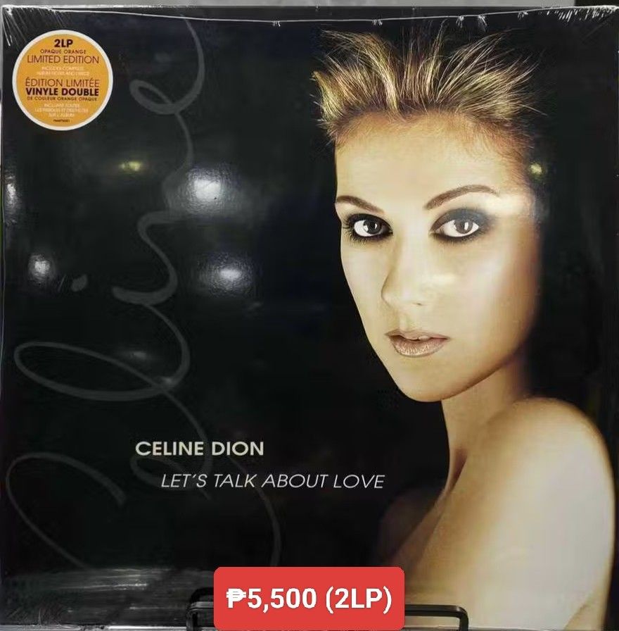 Celine Dion - Let's Talk About Love vinyl (Category: Vinyls) located in Manila. Submitted by jhenaloymerchandise (Listing ID 1409088387, Image 1). Description: Celine Dion - Let's Talk About Love 2LP = ₱5,500 Brand New sealed made in USA.