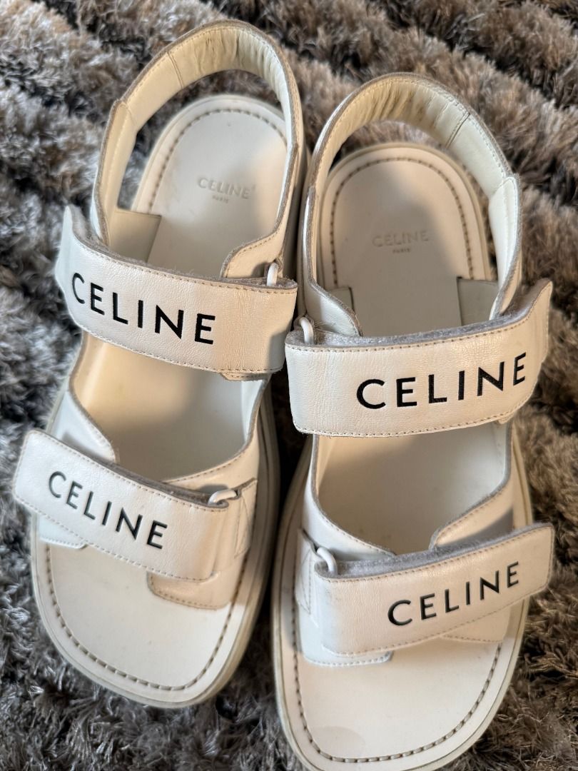Celine Leo Platform Sandals (Category: Sneakers & Footwear) located in Muntinlupa City. Submitted by clauisstuff (Listing ID 1433233702, Image 2). Description: 100% AUTHENTIC Celine Leo Platform sandals in white Well used Current Retail Price: PHP 63,000 - Size 40 - Features brand name on straps and soles - Velcro strap closure RFS: Decluttering MOP: BDO/BPI/GotTyme only LOC: Taguig/Muntinlupa.
