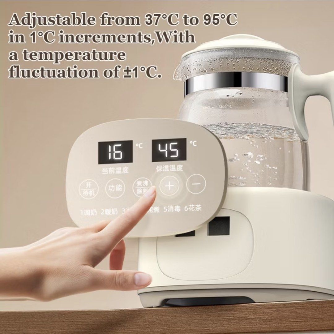 Constant Temperature Kettle (Category: Breastfeeding & Bottle Feeding) located in Singapore. Submitted by j.oyce (Listing ID 1433356855, Image 3). Description: - Brand new - Designed for families - 7 functions: formula, warm milk, tea, etc. - 1.3L capacity with filter - 72-hour heat retention - Adjustable temperature (37°C - 95°C) - Removes chlorine from tap water Self collect.