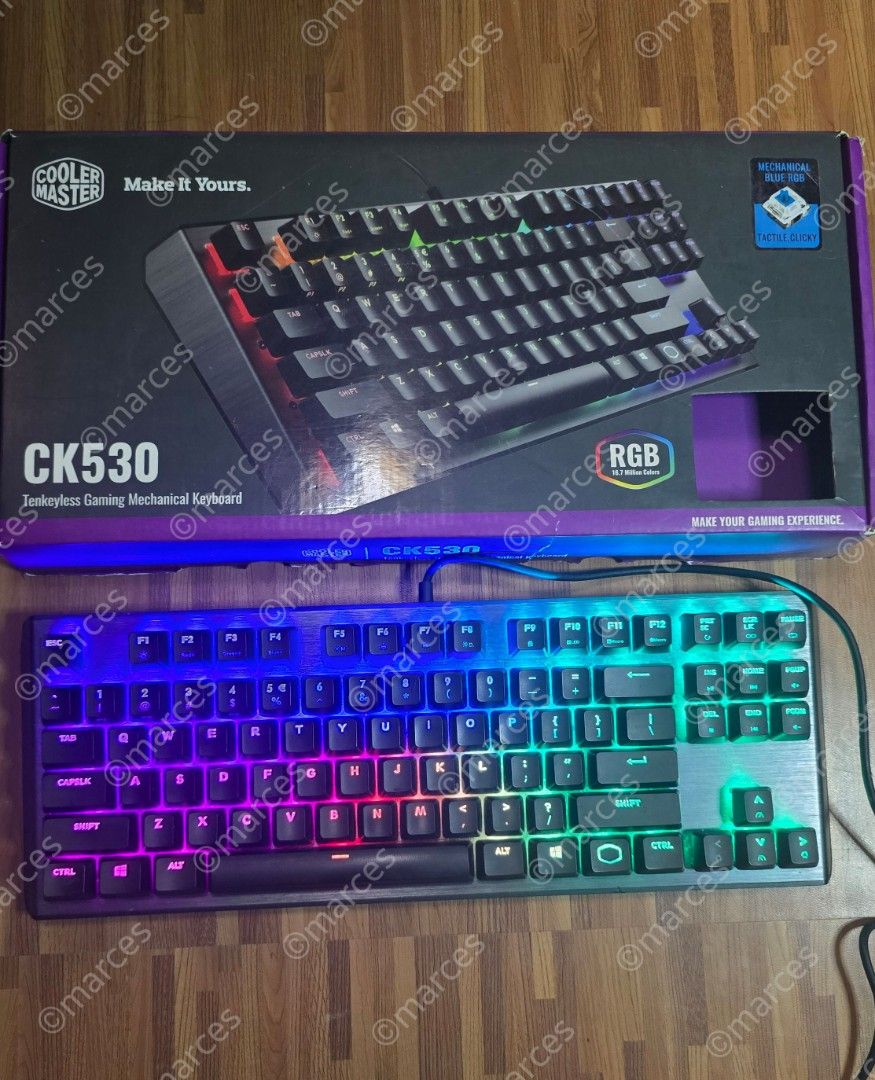Cooler Master CK530 Tenkeyless Gaming Mechanical Keyboard (Category: Computer Keyboard) located in Caloocan City. Submitted by marces (Listing ID 1433290684, Image 1). Description: ✨ Official Cooler Master product ✨ CK530 Tenkeyless Mechanical Gaming Keyboard ✨ Mechanical Blue Switches (tactile & clicky) ✨ RGB backlighting (16.7 million colors) ✨ Brushed aluminum top plate design 📦 Used but in good working condition per last testing (04/20/26) �