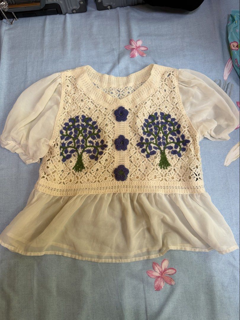 Crochet Tree Design Top Cute (Category: Sleeveless) located in Cebu City. Submitted by hellomolly_ (Listing ID 1433349420, Image 1). Description: - Crochet top with a unique tree design - Cebu based - Medium to large.