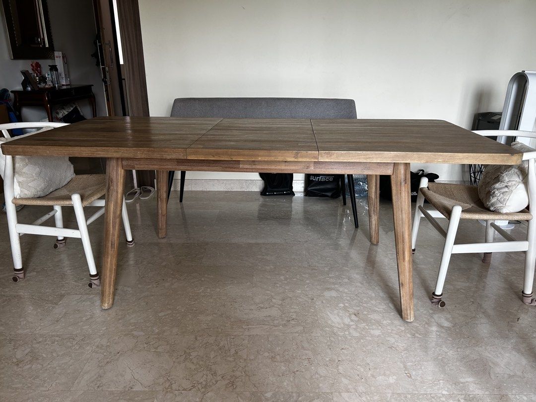 Extendable Castlery Seb Wooden Dining Table with Chairs and Bench ...