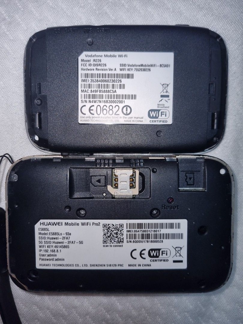 Huawei Mobile WiFi Pro 2 (Category: Networking) located in Cavite. Submitted by gpscloset (Listing ID 1433315189, Image 2). Description: - Huawei Mobile WiFi Pro 2 and Vodafone R226 - Portable WiFi openline both - Vodafone shows limited service - Huawei with signs of usage - Selling as bundle only.