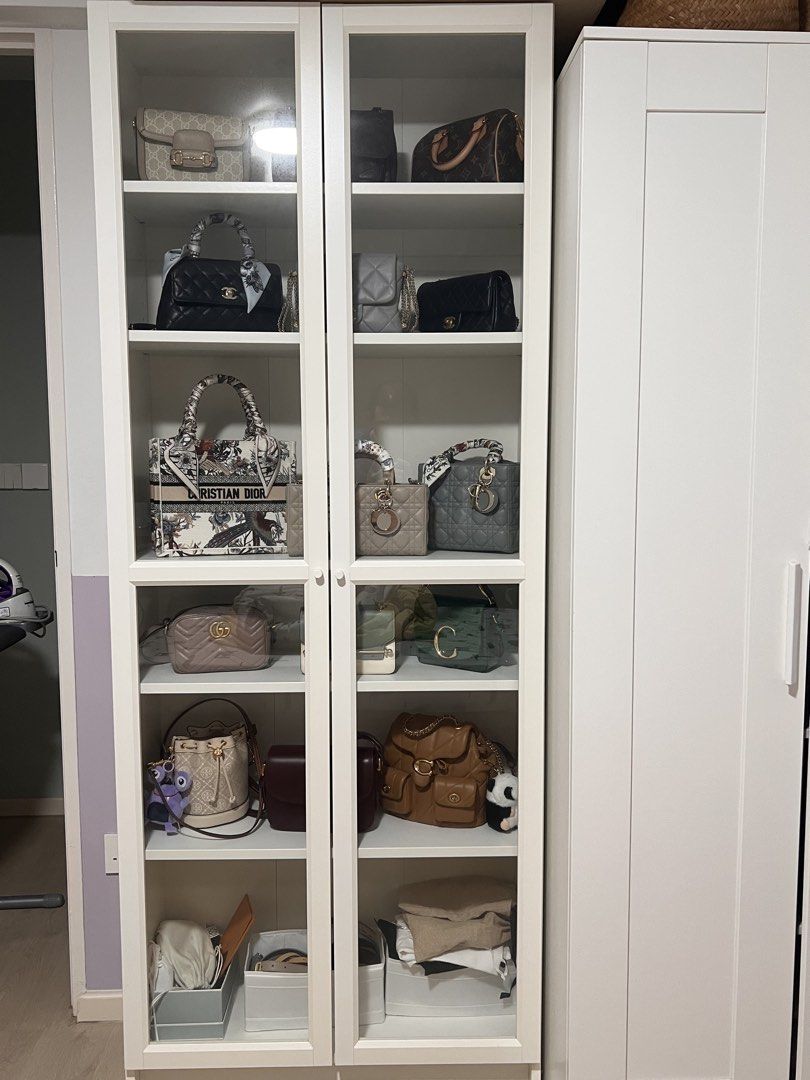 IKEA BILLY Bookcase with Glass Doors, Furniture & Home Living ...