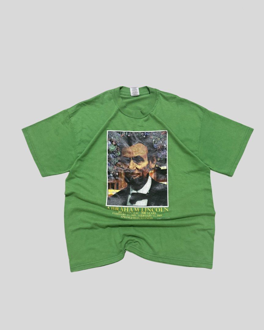 JERZEES ABRAHAM LINCOLN TEE (Category: Tshirts & Polo Shirts ) located in Binan City. Submitted by flyshit (Listing ID 1433374600, Image 1). Description: 8/10 crackprints 22 x 27.5 .