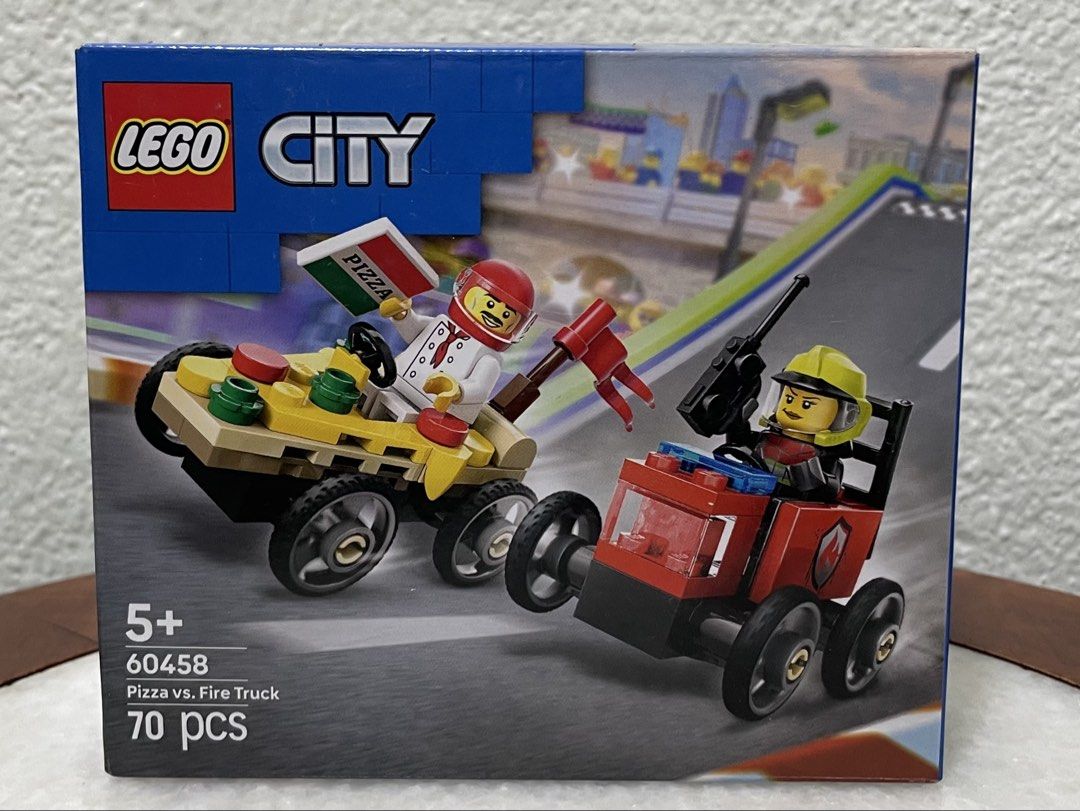 LEGO City 60458 Pizza vs Fire Truck Race Car Pack, Hobbies & Toys, Toys ...