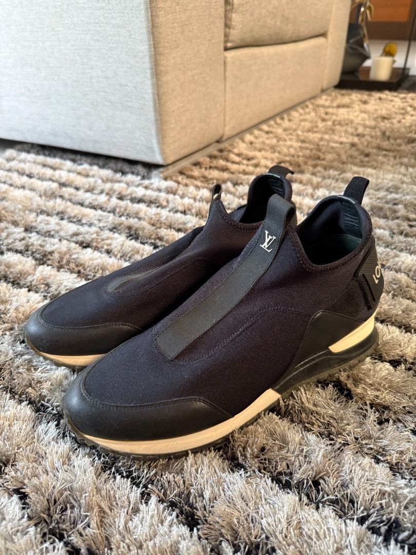Louis Vuitton Run Away Sneakers (Category: Sneakers & Footwear) located in Muntinlupa City. Submitted by clauisstuff (Listing ID 1433235568, Image 1). Description: 100% AUTHENTIC Louis Vuitton Run Away sneakers Lightly used Current Retail Price: PHP 68,000 - Black knit upper with leather accents - Size 39.5 W - Features the Louis Vuitton logo - Black sole with white midsole - Slip-on design - Some wear on soles RFS: Decluttering MOP: BDO/BPI/GotT