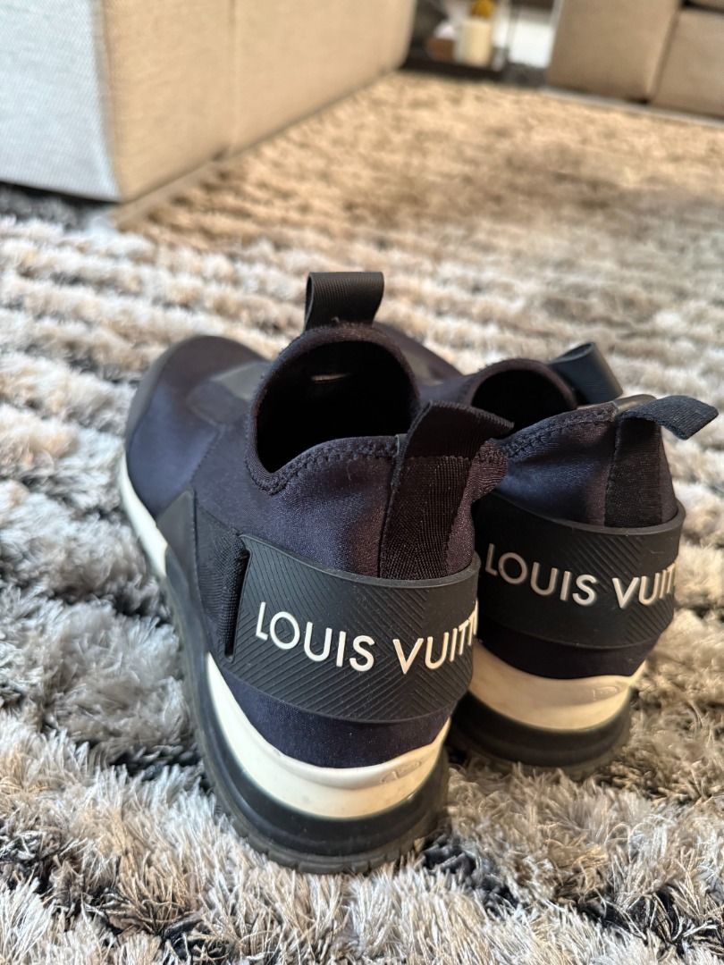 Louis Vuitton Run Away Sneakers (Category: Sneakers & Footwear) located in Muntinlupa City. Submitted by clauisstuff (Listing ID 1433235568, Image 2). Description: 100% AUTHENTIC Louis Vuitton Run Away sneakers Lightly used Current Retail Price: PHP 68,000 - Black knit upper with leather accents - Size 39.5 W - Features the Louis Vuitton logo - Black sole with white midsole - Slip-on design - Some wear on soles RFS: Decluttering MOP: BDO/BPI/GotT