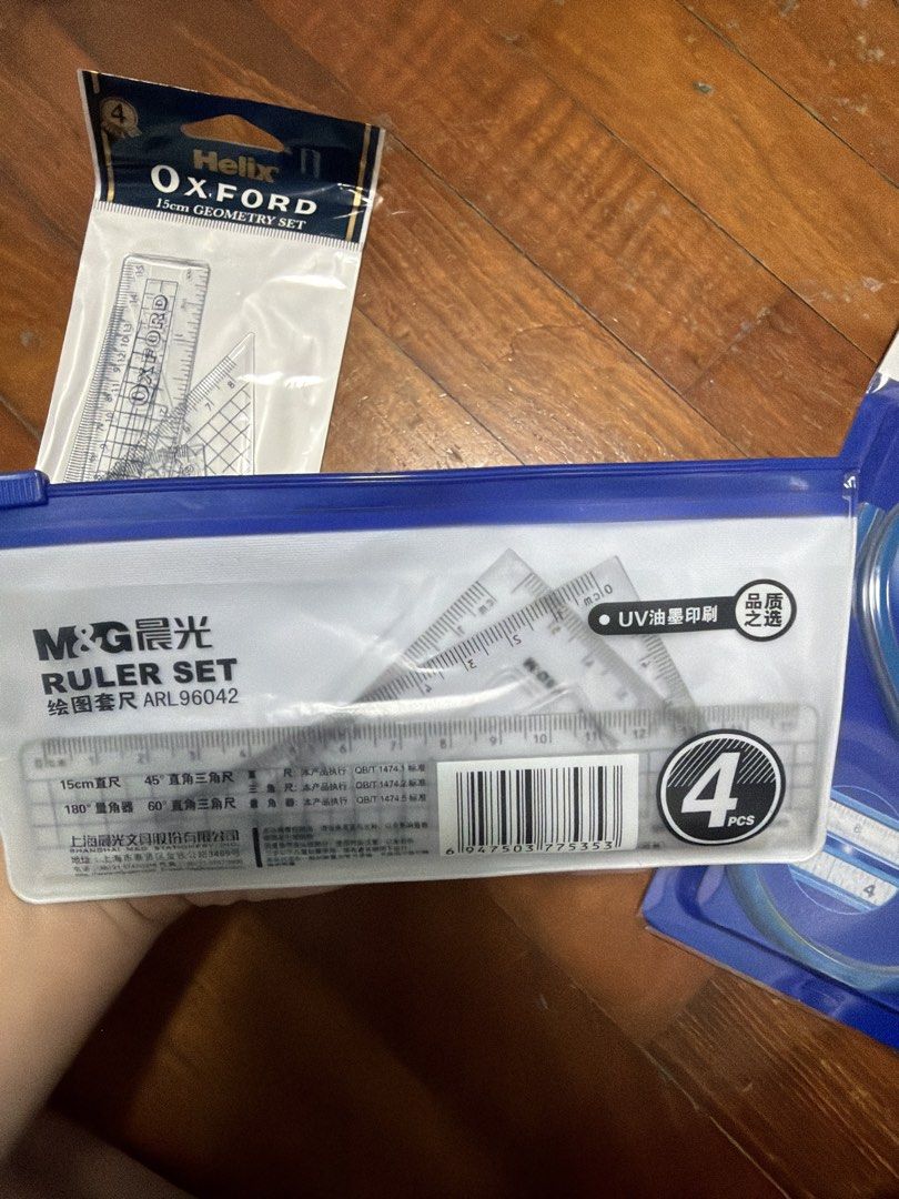 math instruments (Category: Stationery & School Supplies) located in Singapore. Submitted by evanglinee (Listing ID 1433342450, Image 3). Description: geometry set ruler set flexible curve ruler selling as a set, $10 for all 3.