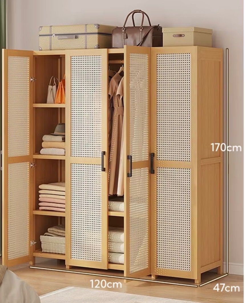 NEW! 4-Door Rattan Closet (Category: Shelves, Cabinets & Racks) located in Manila. Submitted by igishtofu (Listing ID 1433274907, Image 1). Description: I just bought this for my Dad but it did not fit his room. Still boxed and not yet assembled. Bought this just last month for 5k, only selling for 4.5k negotiable! .