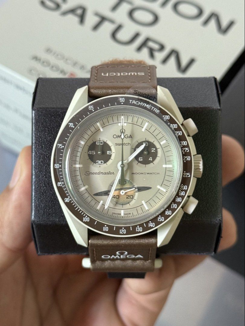 Omega x Swatch Moonswatch Saturn (Category: Luxury Watches) located in Marikina City. Submitted by mimayuy (Listing ID 1433213315, Image 1). Description: Omega x Swatch MoonSwatch Mission to Saturn Price: ₱13,500.00 Condition: Guaranteed authentic & Brand New Complete original box, manuals, Swatch Paper bag and Swatch warranty card valid until August 2028. 🛍️ More items & proof of legitimacy: Search JU Collective on Facebook to see our full inve