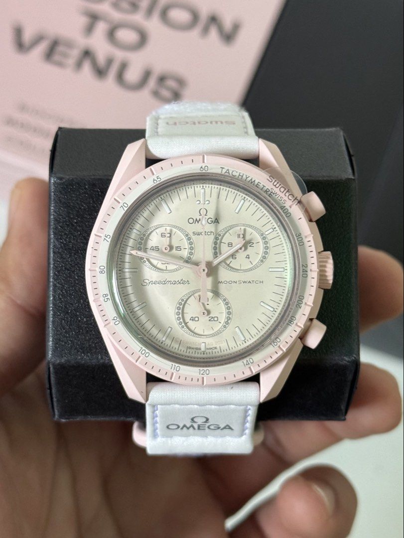 Omega x Swatch MoonSwatch Venus (Category: Luxury Watches) located in Marikina City. Submitted by mimayuy (Listing ID 1433213116, Image 1). Description: Omega x Swatch MoonSwatch Mission to Venus Price: ₱13,500.00 Condition: Guaranteed authentic & Brand New Complete original box, manuals, Swatch Paper bag and Swatch warranty card valid until September 2028. .