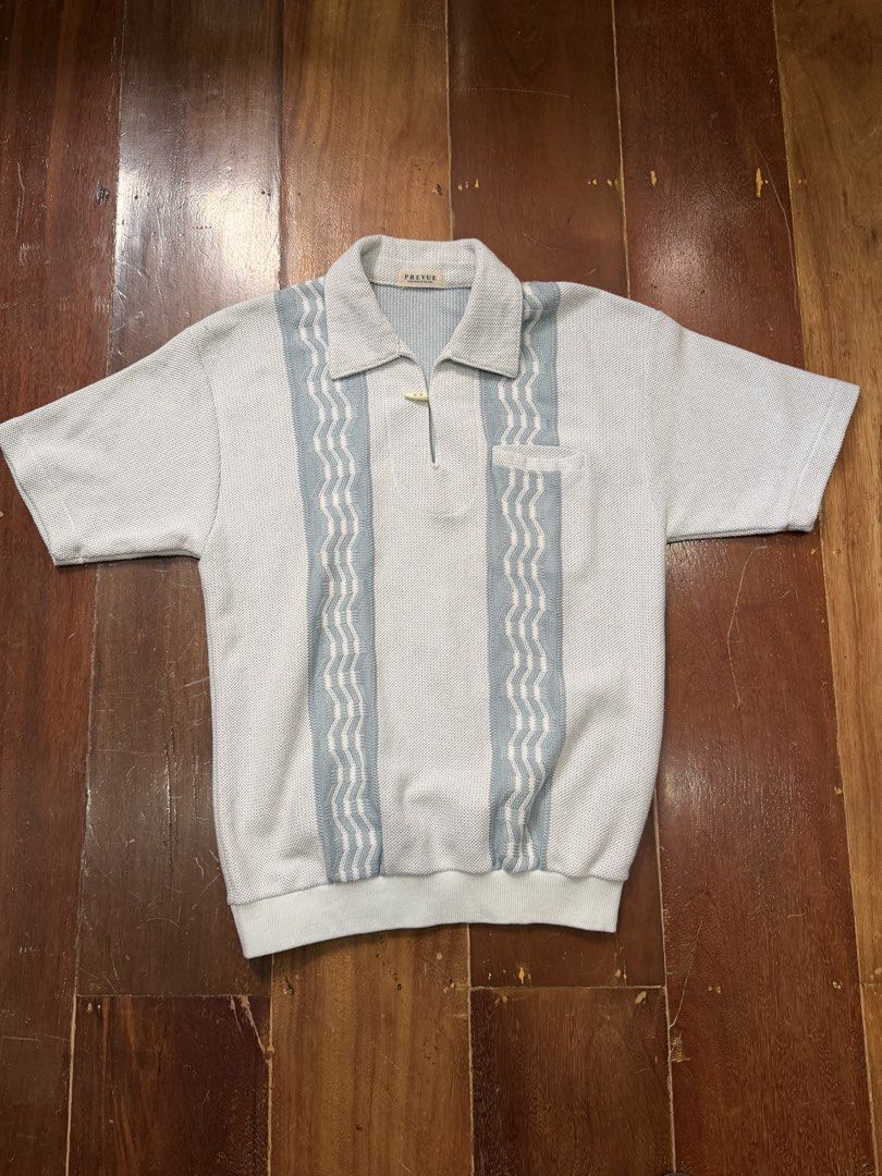 PREVUE Polo Shirt (Category: Tshirts & Polo Shirts ) located in Santa Rosa. Submitted by aaroncabanting (Listing ID 1433284327, Image 1). Description: Vintage knit polo shirt Width: 21 inches Length: 27.5 inches Condition: 9/10 1,000 php.