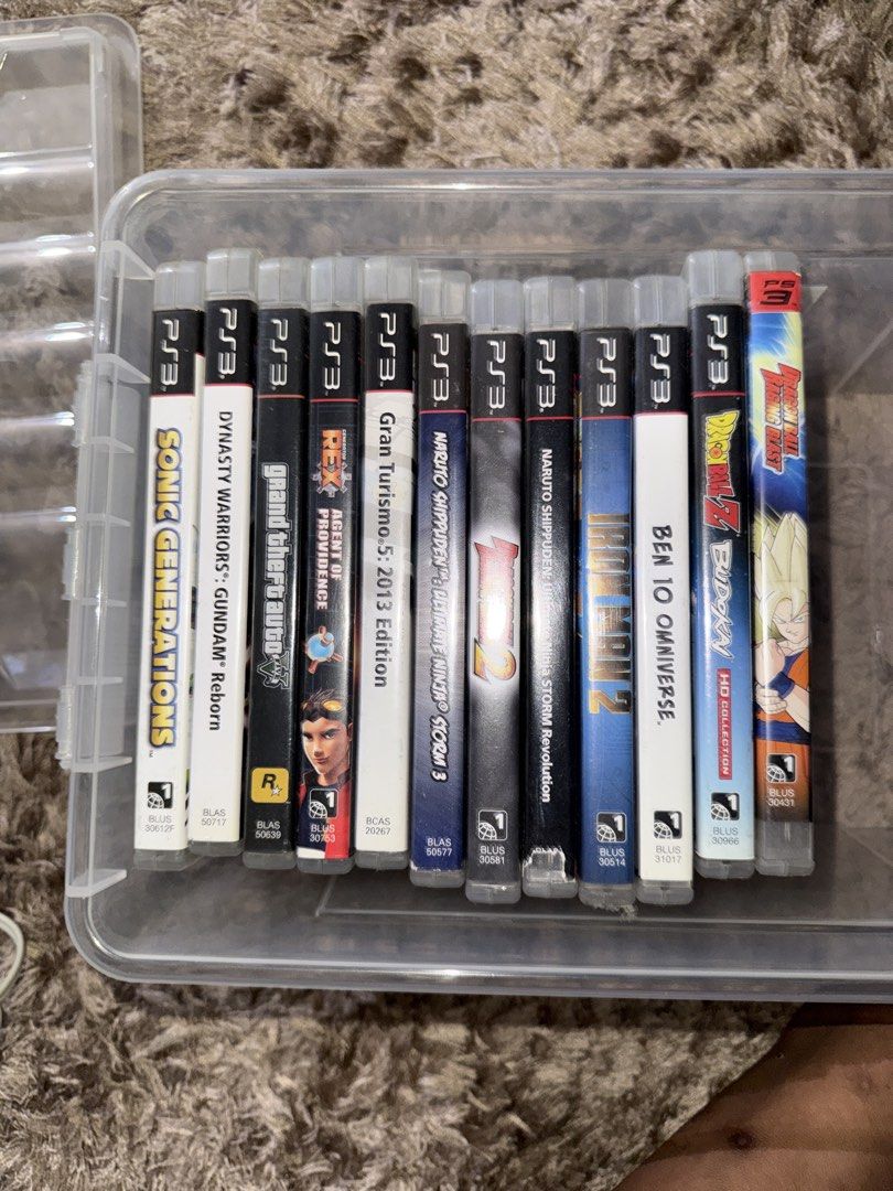 PS3 Game Collection (Category: PlayStation) located in Manila. Submitted by kennethpam82250 (Listing ID 1433366213, Image 1). Description: - PS3 game collection - Includes: - Sonic Generations - Dynasty Warriors: Gundam Reborn - Grand Theft Auto - Gran Turismo 5: 2013 Edition - Naruto Shippuden: Ultimate Ninja Storm 3 - Naruto Shippuden: Ultimate Ninja Storm Revolution - Ben 10: Omniverse - Dragon Ball Z: Budokai HD Collection.