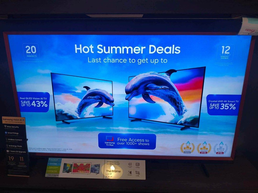 SAMSUNG THE FRAME TV 43LS03F 55LS03F 65LS03F (Category: TV) located in Quezon City. Submitted by annys.online (Listing ID 1433364903, Image 1). Description: SAMSUNG THE FRAME TV 43LS03F 55LS03F 65LS03F Matte Display - Enjoy what’s on, not the reflections Modern Frame Design - Designed to look like a slim picture frame Customizable Frame - Match your space with customizable bezels Art Mode - When The Frame is off, beautiful works of art are displa