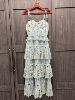 knee length dresses for ladies JULIETTE TIERED MIDI DRESS  ALEMAIS