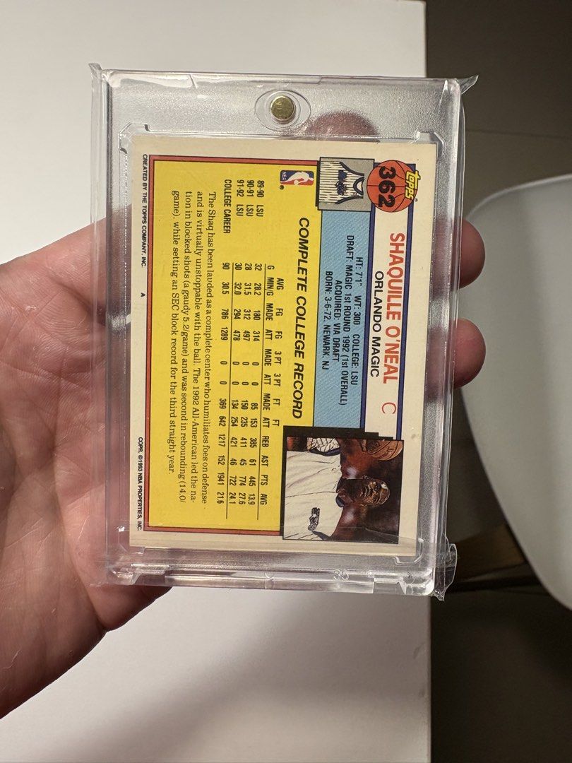 Shaq Rookie Card Topps #362 (Category: Raw Singles) located in Quezon City. Submitted by mustcopmnl (Listing ID 1433357678, Image 2). Description: Shaq Rookie Card Topps #362 Raw nrmt-mt 1,799 only obo Loc: QC Commonwealth .