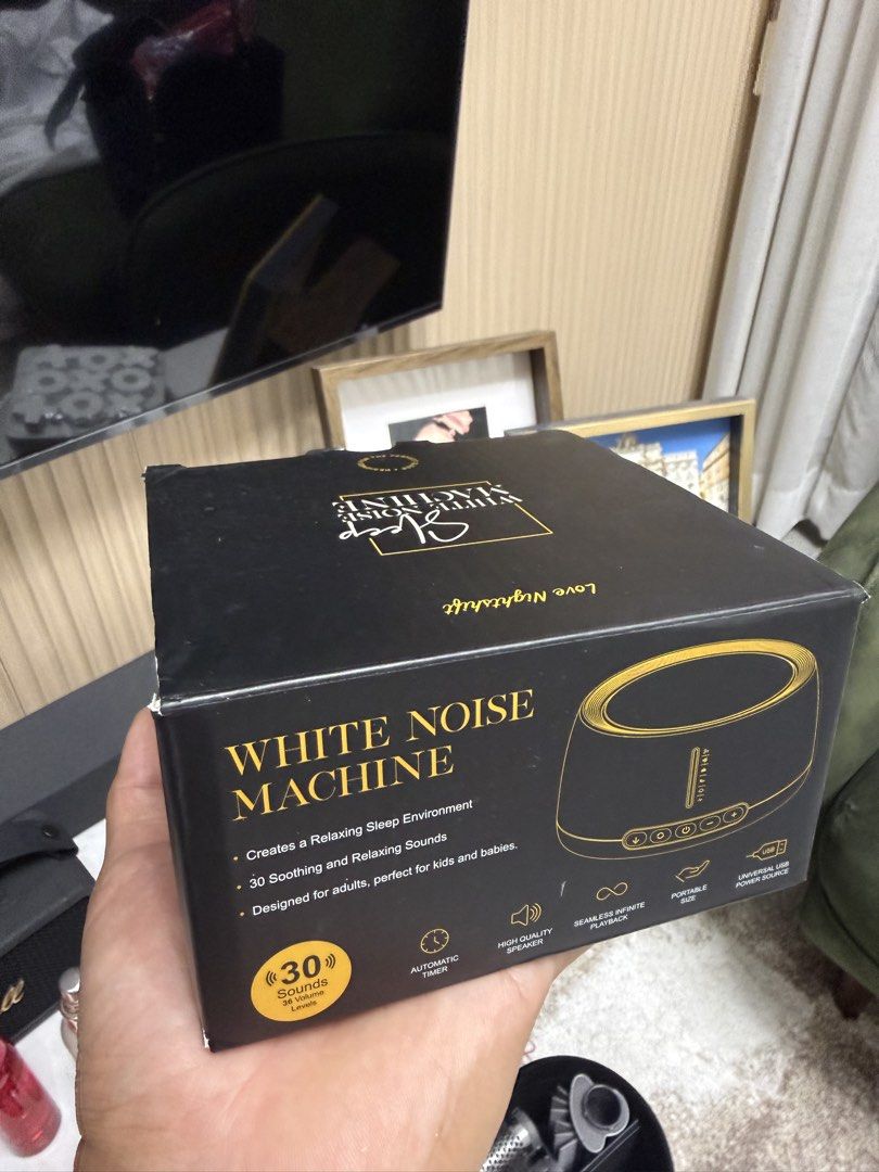 Sleep White Noise Machine (bnew) (Category: Portable Audio Accessories) located in Pasig City. Submitted by ecrz19 (Listing ID 1433388416, Image 2). Description: White Noise Machine for sleeping Brand: Love Nightshift (Australia) SRP: 99 AUD (approx 3,900php) Selling for just 2,500 Brand new in box See photos for full specs Received as gift for our newborn but did kot use it as we already bought before receiving this gift..