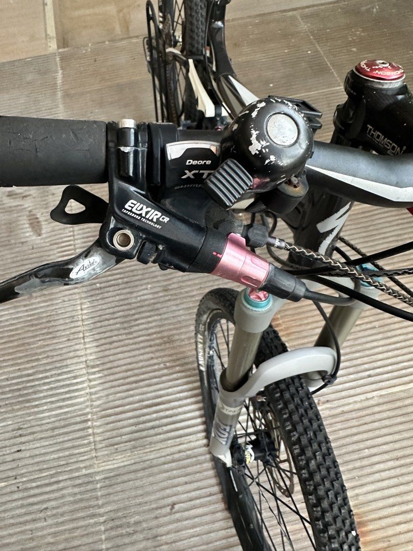 Specialized FSR XC Comp Full Suspension Bike (Category: Bicycles) located in Muntinlupa City. Submitted by jiggerj (Listing ID 1433259363, Image 2). Description: - Specialized FSR XC Comp Full Suspension mountain bike - Shimano Deore XT components - Fox Talas fork - Avid Elixir brakes - Thomson stem - Crank Brothers seatpost - Black and silver frame - Size: Small - Free bike stand Issue: - Scratches - Flat tyres Pick up in Las Pinas .