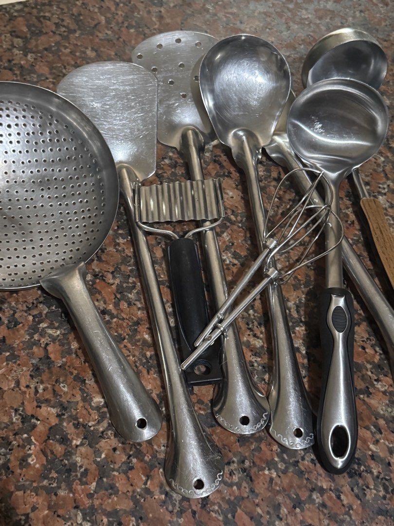 TAKE ALL: Assorted Stainless Steel Kitchen Utensils (Category: Dinnerware & Cutlery) located in Quezon City. Submitted by sortstudio.___ (Listing ID 1433245377, Image 1). Description: LAST PRICE POSTED. What you see is what you get..