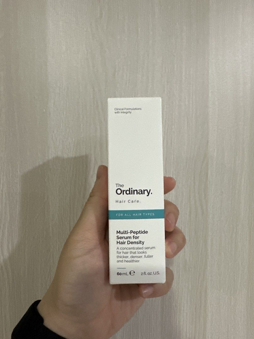 The Ordinary Multi-Peptide Serum for Hair Density (Category: Hair) located in Paranaque City. Submitted by elenyuloque (Listing ID 1433335290, Image 1). Description: - The Ordinary Multi-Peptide Serum for Hair Density - Concentrated serum for all hair types - Promotes thicker, denser, fuller hair - Improves hair health - 60ml / 2 fl oz.