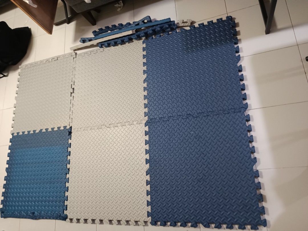 Thick Interlocking Exercise Mats (Blue & Grey) – 2.5cm Cushion! 🏋️‍♂️ ...