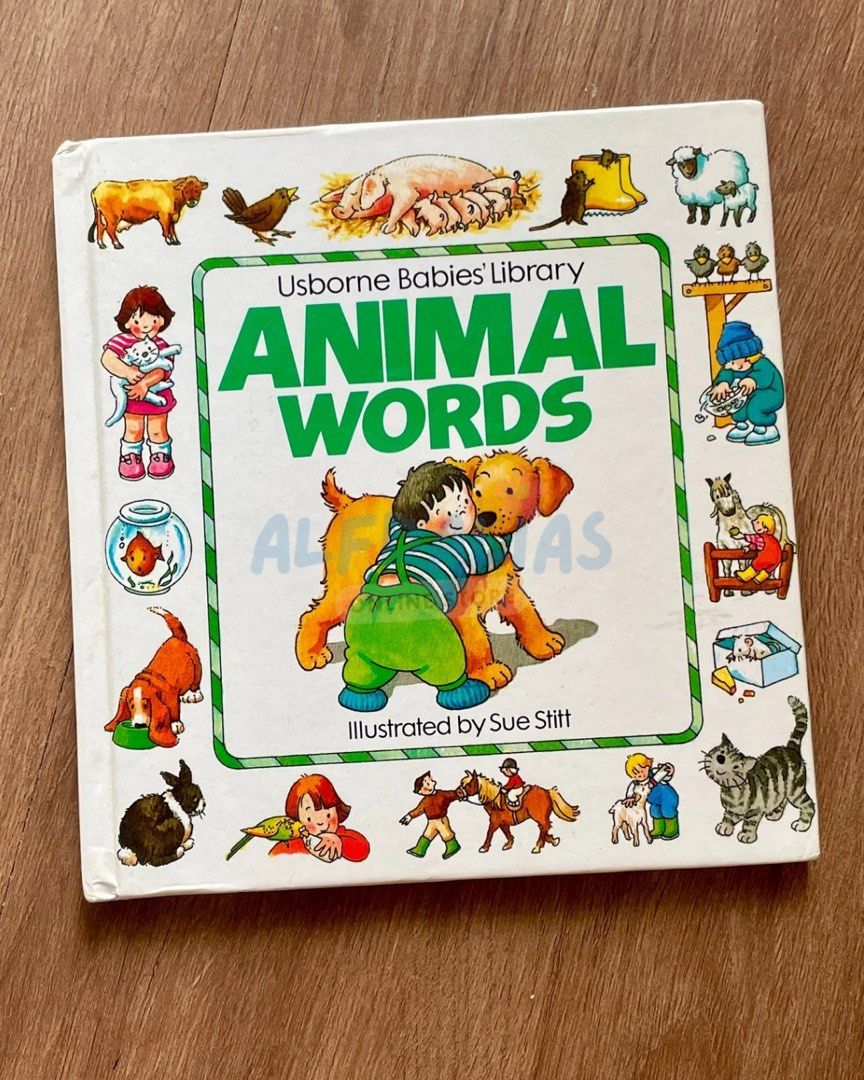 Usborne Babies' Library - Animal Words Book (Category: Children's Books) located in Pasay City. Submitted by alfdalias (Listing ID 1433335321, Image 1). Description: Usborne Babies' Library Animal Words book features colorful illustrations of various animals with their names. 📕Condition: Lightly Used, Hardbound 📝Note(s): * Slight crease on the cover. * Pages are intact. ⚠️Disclaimer: * There might be a slight difference in color due to shadow/l