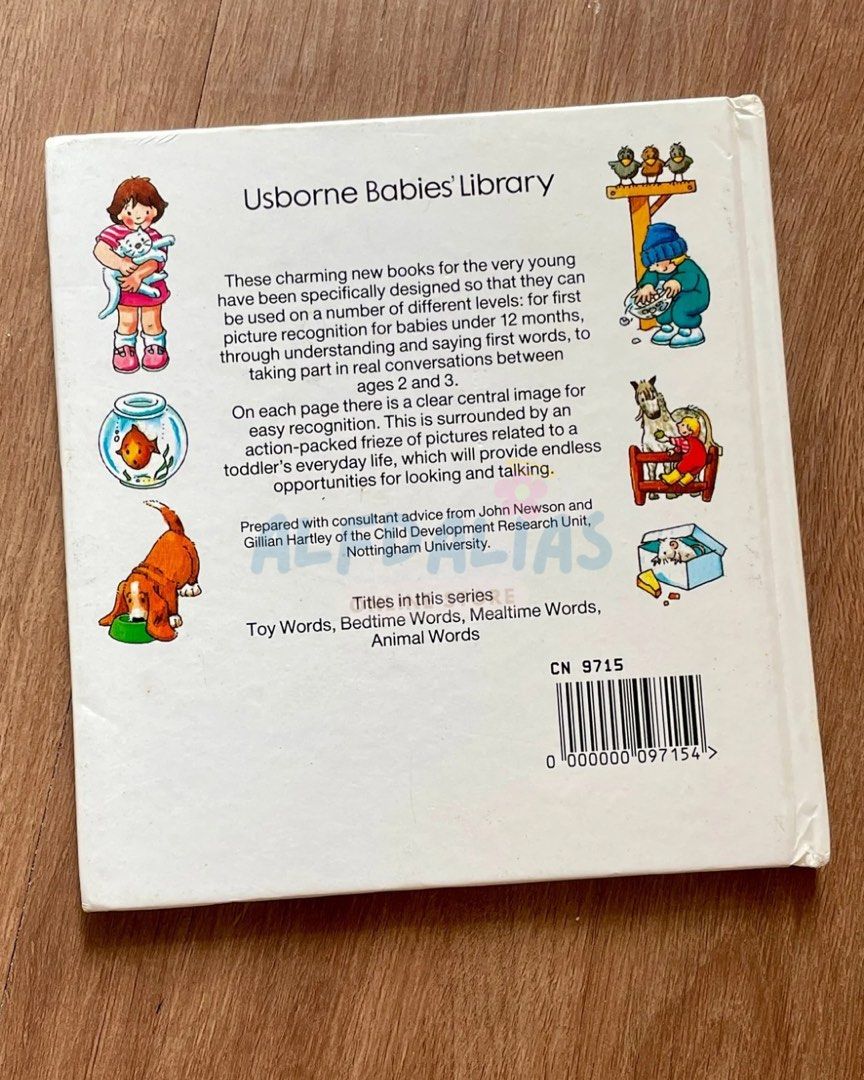 Usborne Babies' Library - Animal Words Book (Category: Children's Books) located in Pasay City. Submitted by alfdalias (Listing ID 1433335321, Image 2). Description: Usborne Babies' Library Animal Words book features colorful illustrations of various animals with their names. 📕Condition: Lightly Used, Hardbound 📝Note(s): * Slight crease on the cover. * Pages are intact. ⚠️Disclaimer: * There might be a slight difference in color due to shadow/l