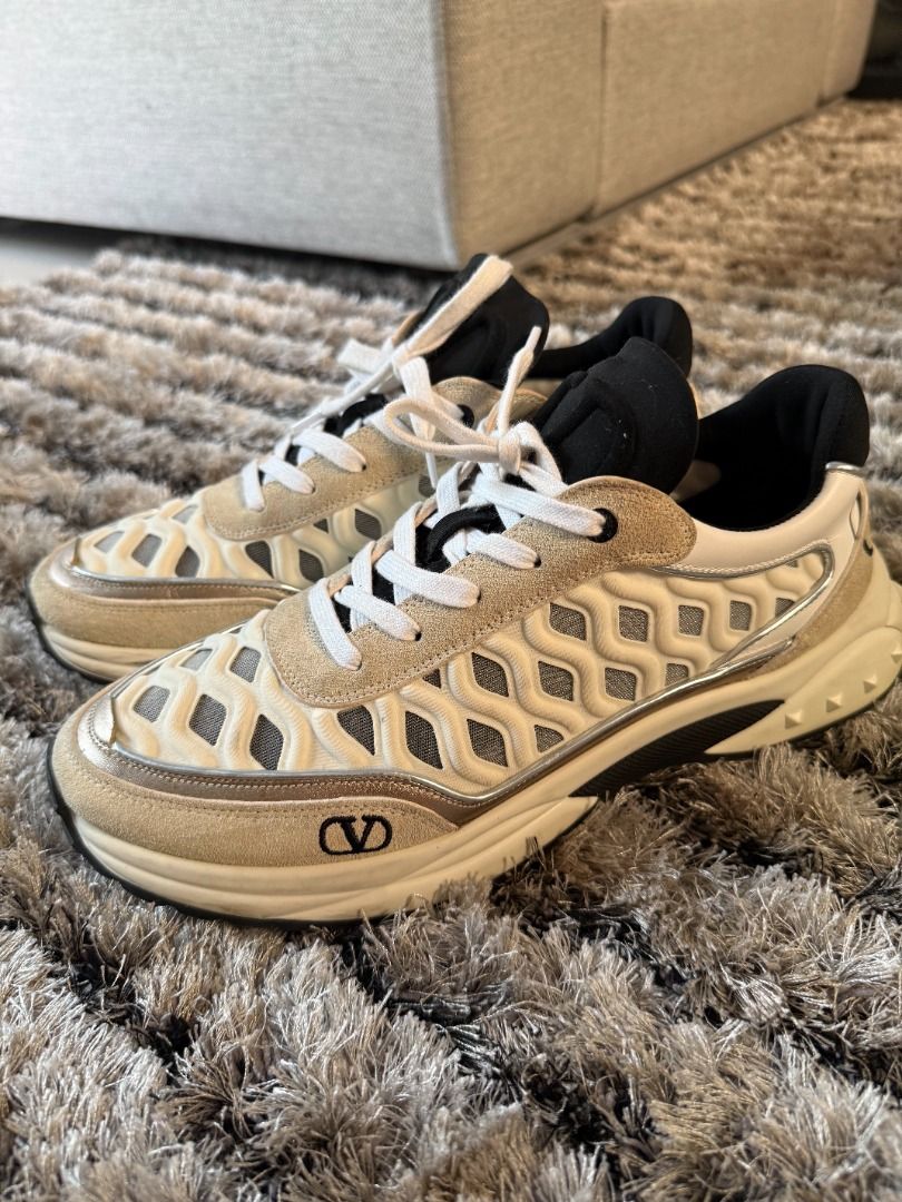 Valentino Gumboy Sneakers (Category: Sneakers & Footwear) located in Muntinlupa City. Submitted by clauisstuff (Listing ID 1433232433, Image 3). Description: 100% AUTHENTIC Valentino Garavani 'Gumboy' sneakers Rarely used Current Retail Price: PHP 53,000 - White, beige, and black - Diamond-patterned upper - Features Valentino logo on side and sole - A mix of calf leather, suede overlays, and breathable mesh inserts RFS: Decluttering MOP: BDO/BPI/