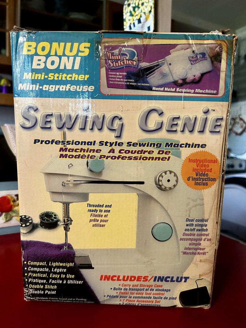 Vintage Sewing Genie Professional Style Sewing Machine. (Category: Looking For) located in Las Pinas. Submitted by rjmwings (Listing ID 1433266591, Image 2). Description: Vintage Sewing Genie Professional Style Sewing Machine. From 2003. Unused. It is a compact and lightweight portable sewing machine designed for ease of use. The machine features dual control with a simple on/off switch and includes a pedal for easy foot control. It comes pre-thr
