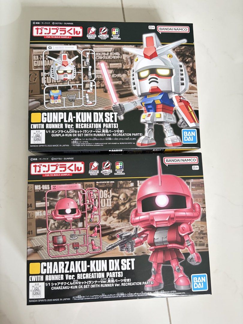 Bandai Gunpla-Kun DX Set - RX-78-2 Gundam & Charzaku-Kun (Category: Gundam Model Kits) located in Singapore. Submitted by gundamfrenzy (Listing ID 1433397286, Image 1). Description: - Brand new Gunpla-Kun DX Set - Includes RX-78-2 Gundam and Charzaku-Kun model kits - Each set includes runner parts - Ideal for Gundam fans and model kit enthusiasts - Original Bandai.