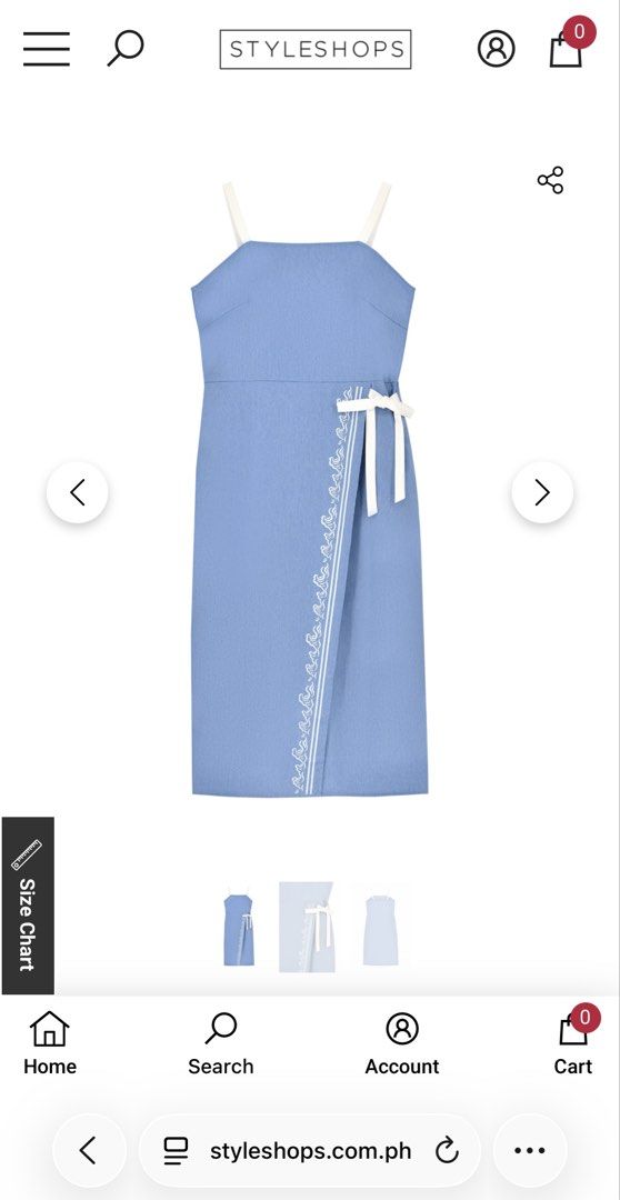 Blue Denim Dress with White Straps (Category: Dresses) located in Makati City. Submitted by mystashbox (Listing ID 1433507315, Image 3). Description: - Styleshops blue dress - White straps and side bow detail - Straight neckline - Knee-length cut - Subtle texture and flattering silhouette - Side slit with white ribbon details - Suitable for casual and formal occasions -Used only once during a formal date -Perfect for plus size girlies like me -Fr