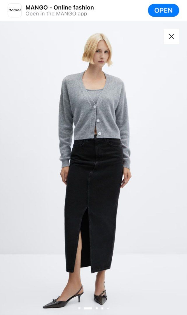 Brand New Mango Denim Skirt (Category: Skirts) located in Quezon City. Submitted by ymb_e (Listing ID 1433503463, Image 2). Description: Brand new with tags. Color black and in the size S. Style is high waist, as seen in tags. .